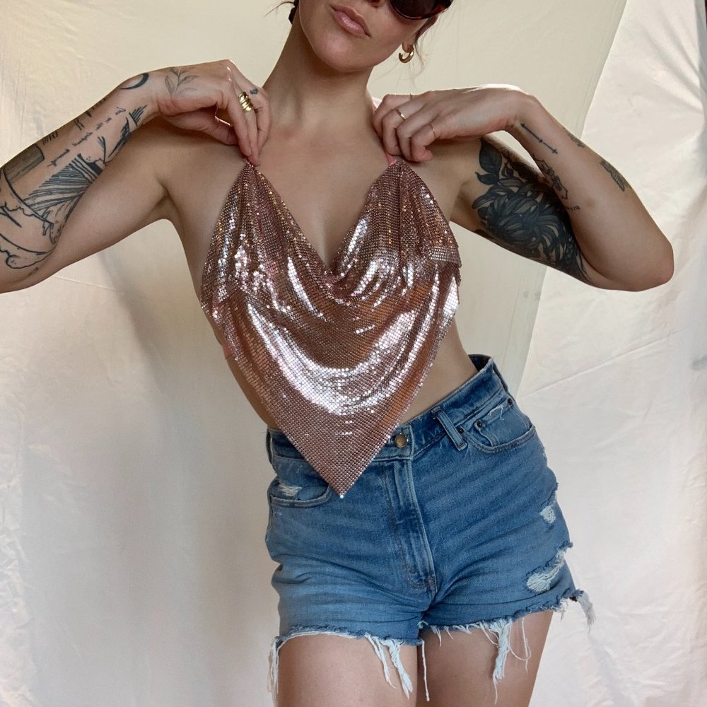 Bubblegum Chainmail Bandana Top